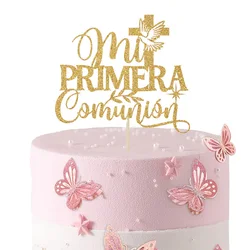 1PC My first communion cake topper in Spanish,used for God's blessing decoration, birthday cake decoration