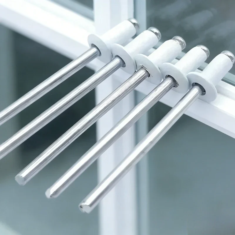 Lind Rivets Aluminum Pop Rivet White Color Pull Rivet M3.2 M4 M4.8 Fastener Set for Door Window Frame Home DIY Repair Hardware