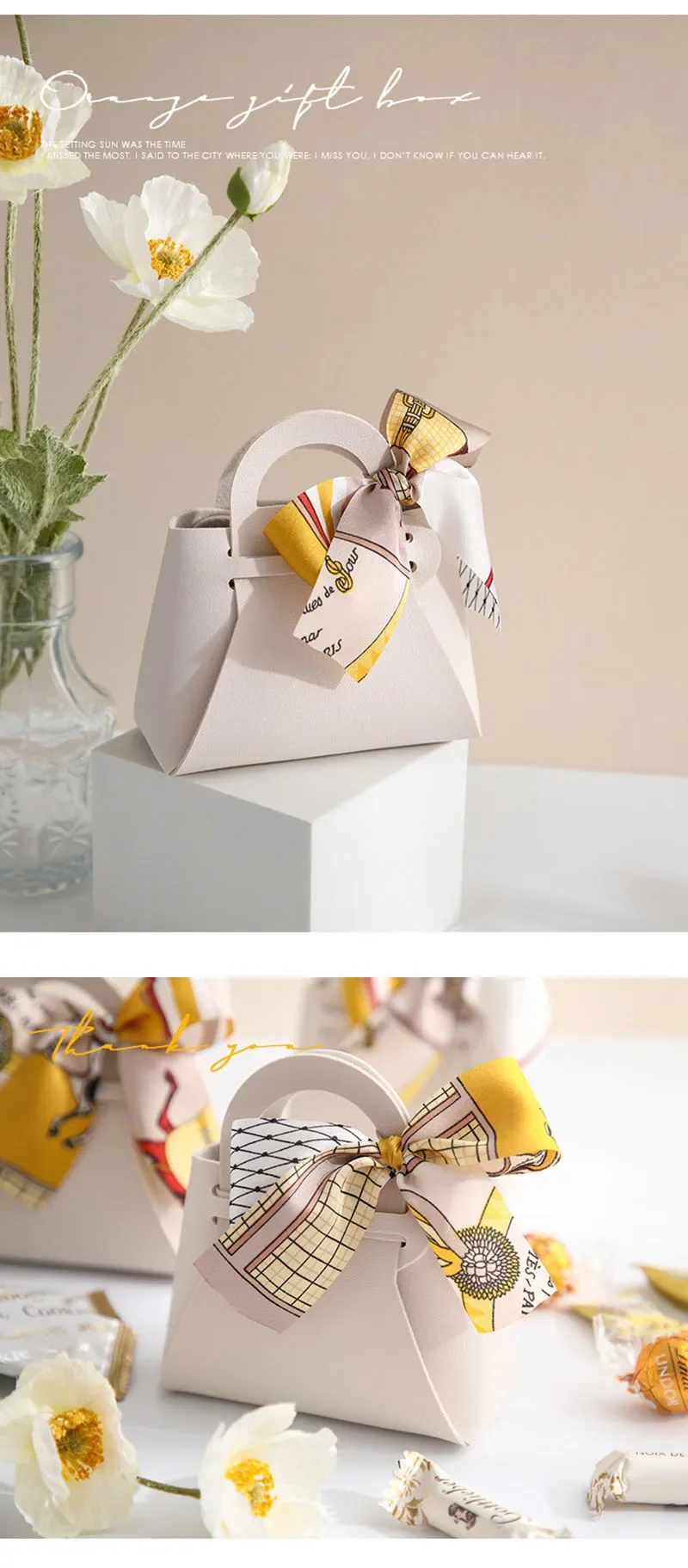 50 Stück verteilte rosa Geschenktüten aus Leder, Hochzeitsbevorzugungsbeutel für Gäste, Mini-Handtasche mit Band, Süßigkeiten-Verpackungsbox, Party-Dekoration – Detail 11
