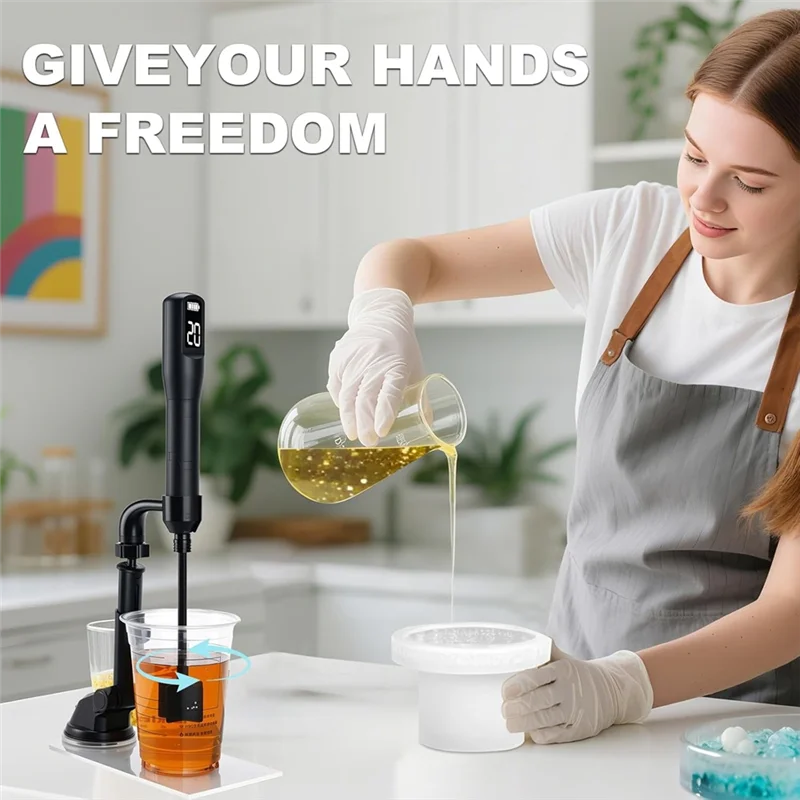 خلاط راتينج HHO، مع حامل قابل للتعديل - 3 سرعات ومؤقت ذكي لتقليل الفقاعات، أدوات خلط راتنجات الإيبوكسي مع 4 مجاذيف للاستخدام بنفسك #3