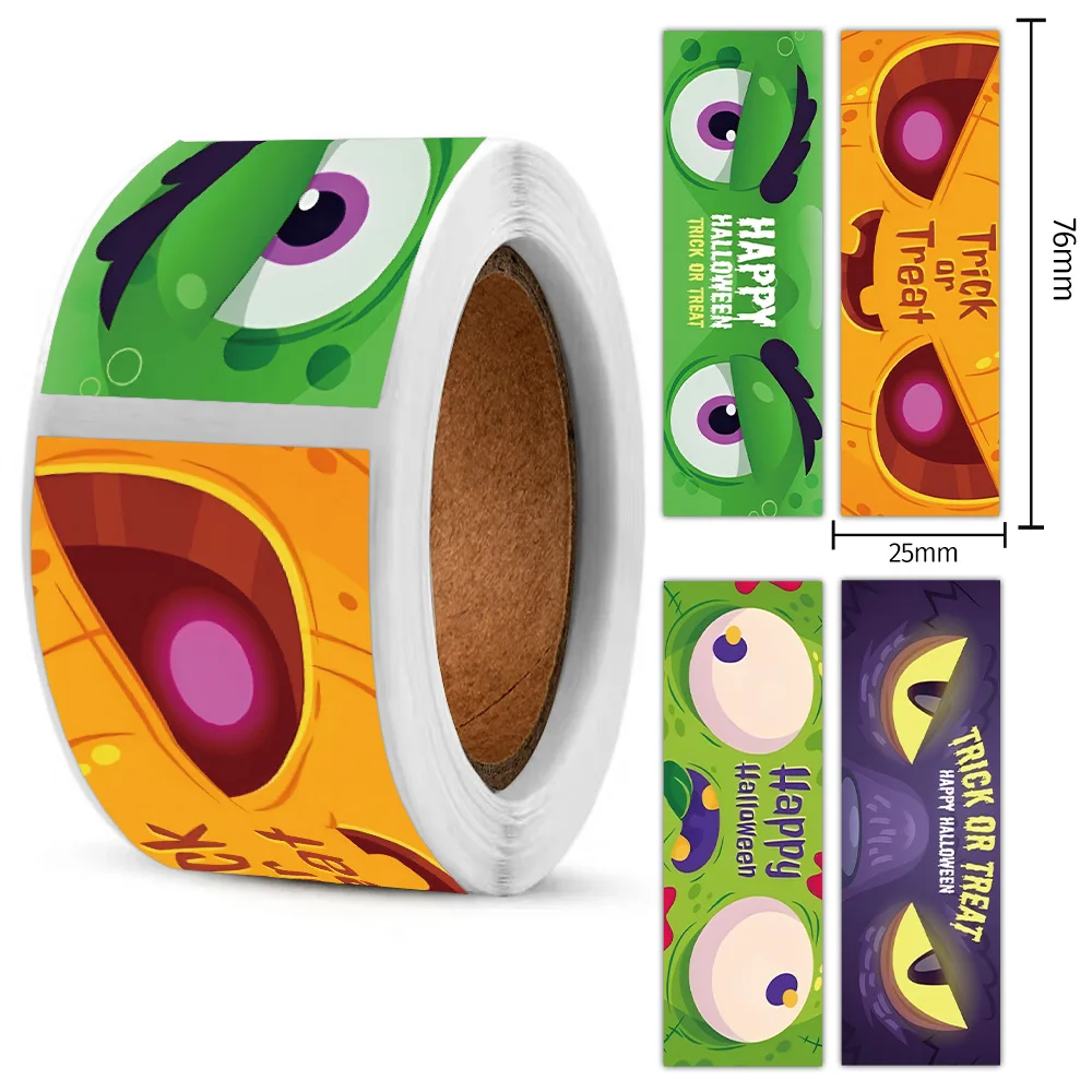 

120pcs/Roll Halloween Eye Holiday Cartoon Sealing Stickers DIY PVC Laptop Decals Decoration Reward Gift Toy
