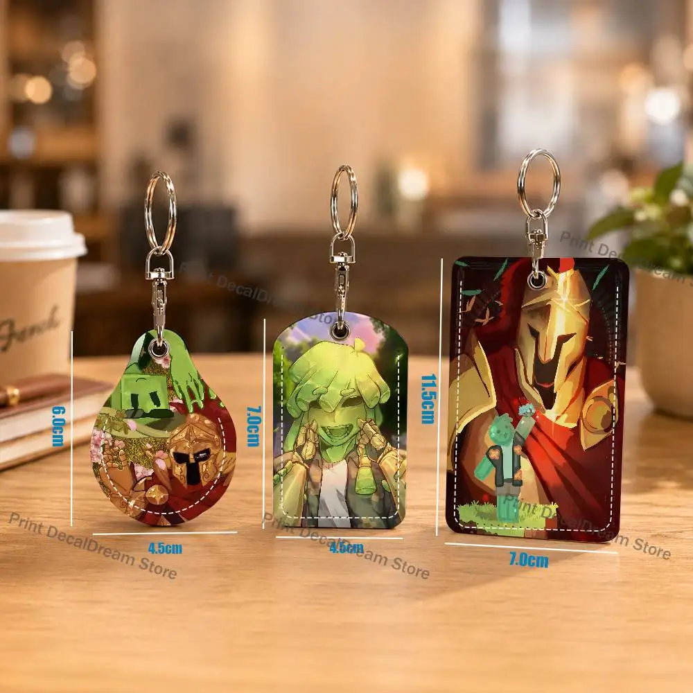 Fanart A-Avery PU Leather Card Holder Keychain Key Ring Door Lock Access Tag ID Access Card Air Tag Case Keychain Card