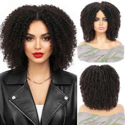 MSIWIGS-peluca corta Afro rizada para mujer, pelo sintético marrón degradado, parte media, natural, negro, tocado de fiesta diario con Clips
