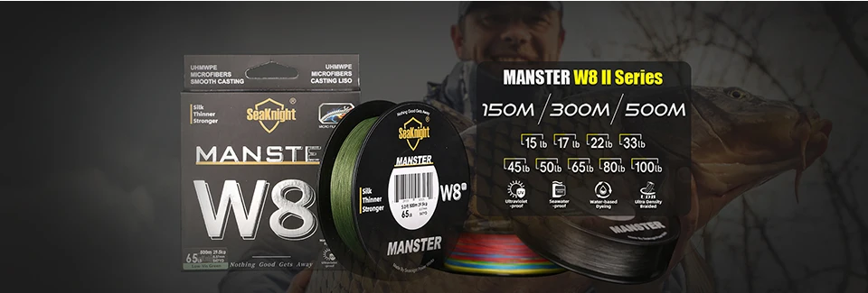 SeaKnight 8-Strang Multifilament PE Geflechtschnur Korrosionsbeständig Beschichtet 300M/150M W8 II Angelschnur – Detail 1