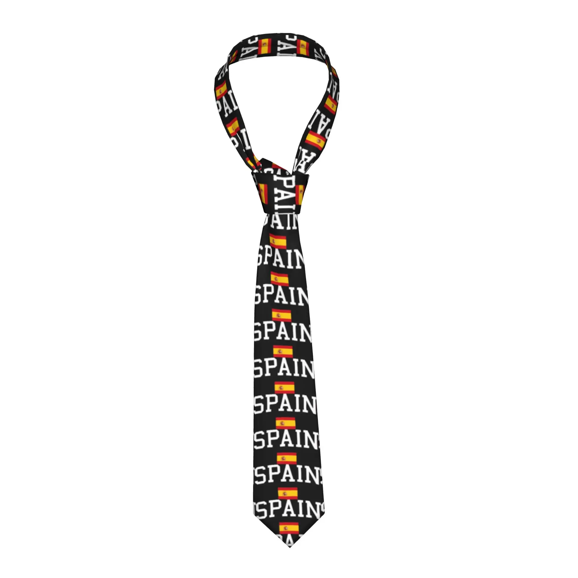 

Spanish Flag Spain Tie Pattern Neck Ties Cute Funny Collar Tie Adult Wedding Necktie Accessories