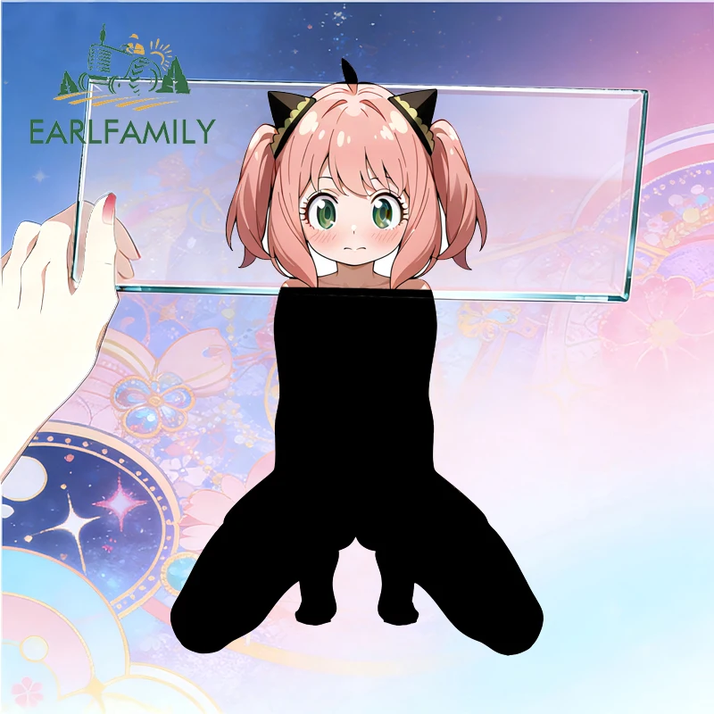 

EARLFAMILY Cute Aniya Kneeling Car Stickers Vinyl Kawaii Loli Breast Car Accessories Decal Campervan Racing Motorcycle RV JDM