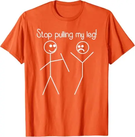 Lustiges T-Shirt mit dem Slogan „Hör auf, mir am Bein zu ziehen“, Y2k Humorvolle Strichmännchen-Slogan-T-Shirts, Humorvolles Strichmännchen-Joker-Slogan-T-Shirt – Detail 13
