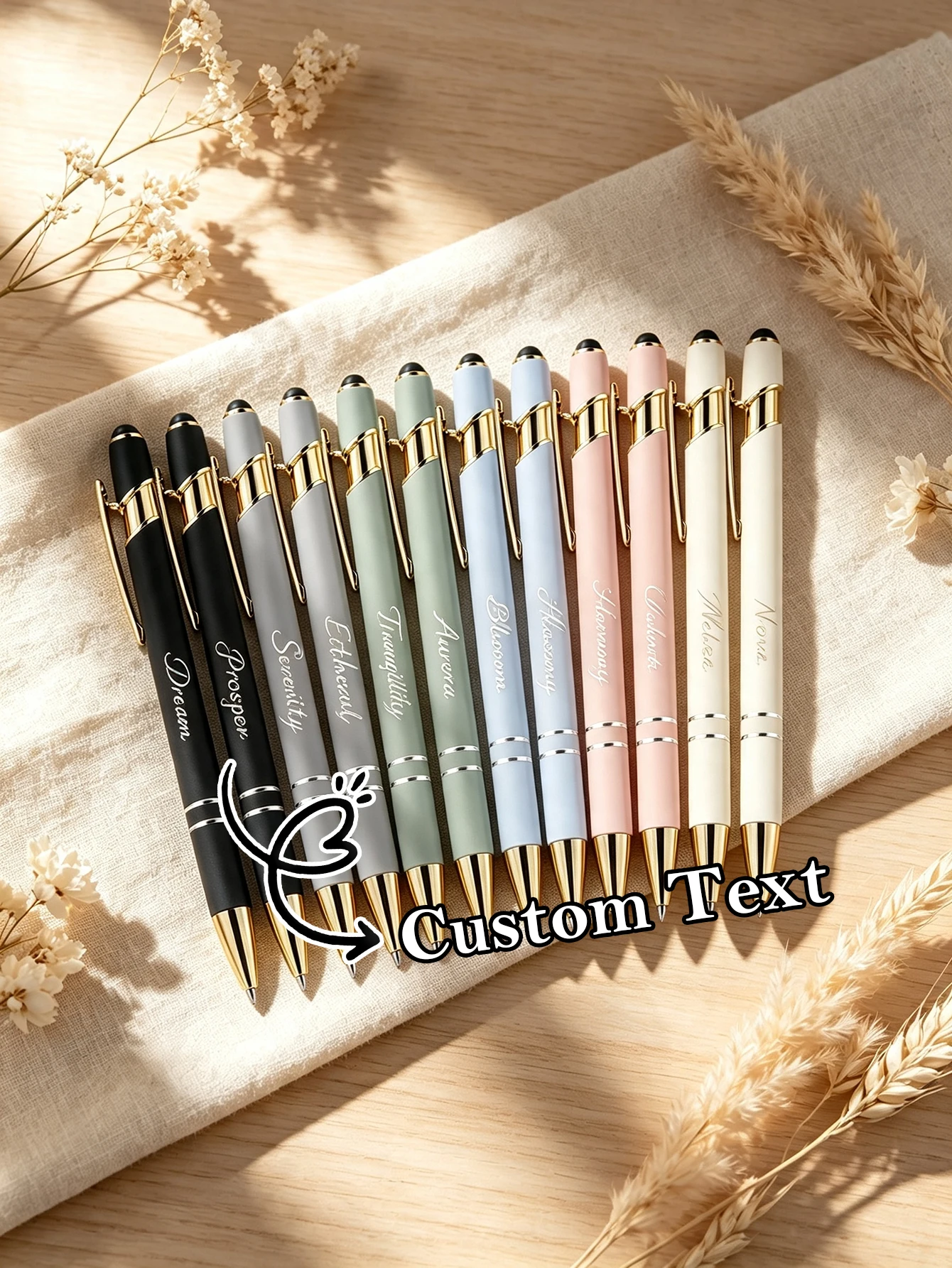 Customizable Engraved Metal Ballpoint Pen Personalized Name Text Gift for Weddings Teachers Office Maids of Honor Graduates in S