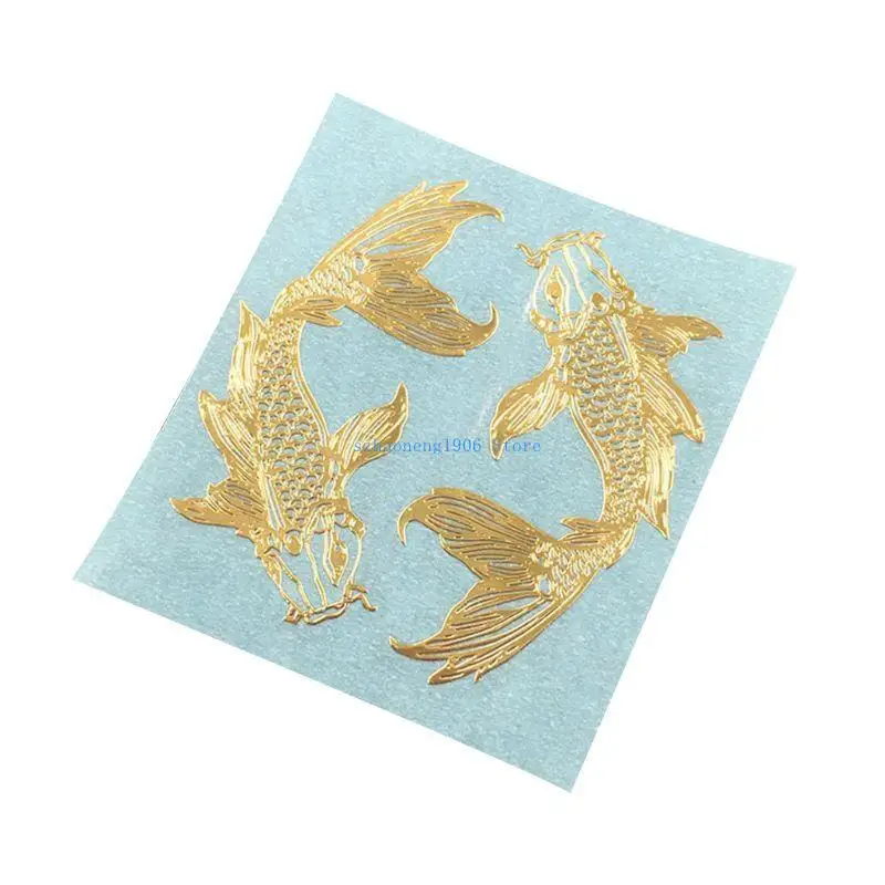 

85LF 2Pcs/Pair Golden Carp Fish Epoxy Resin Mold Material Metal Sticker DIY Handmade Jewelry Fillings Decal Accessories