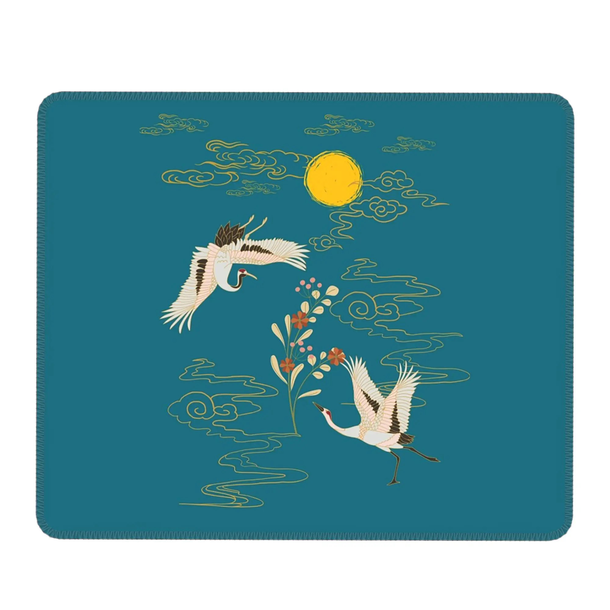 Distinctive Crane Ink Gold Mouse Pad Computer Keyboard Mouse Mat Gaming PC Laptop Desk Mat Office Accessories Table Mats