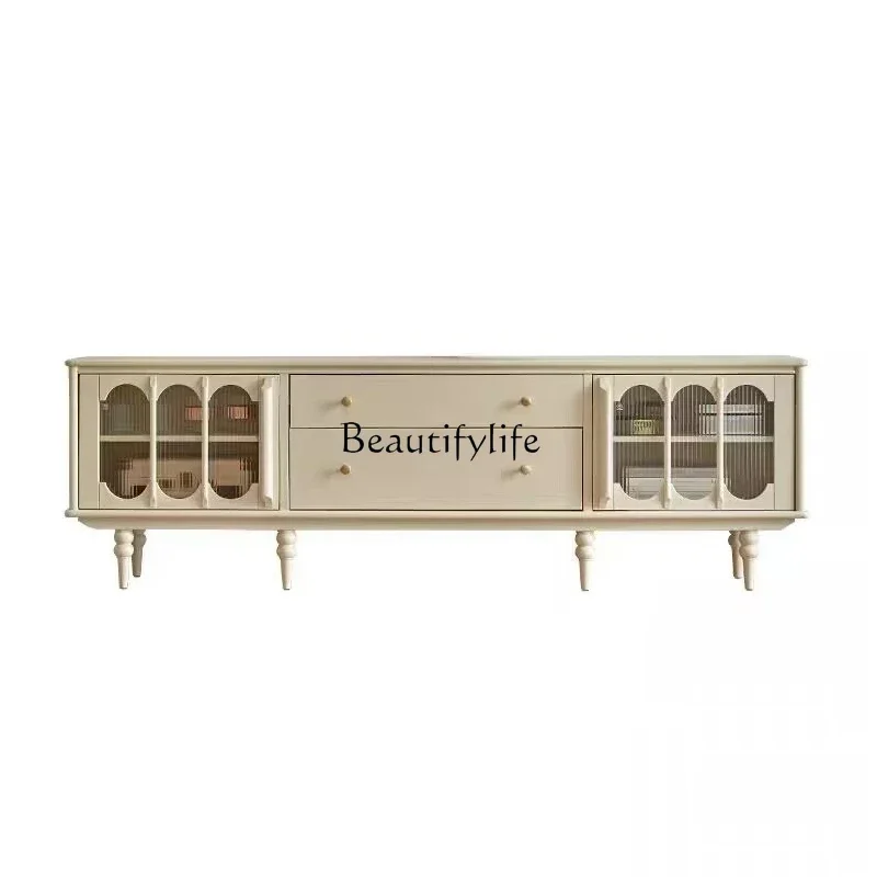 

GFrench light luxury solid wood TV cabinet high-end sense retro modern simple living room storage locker