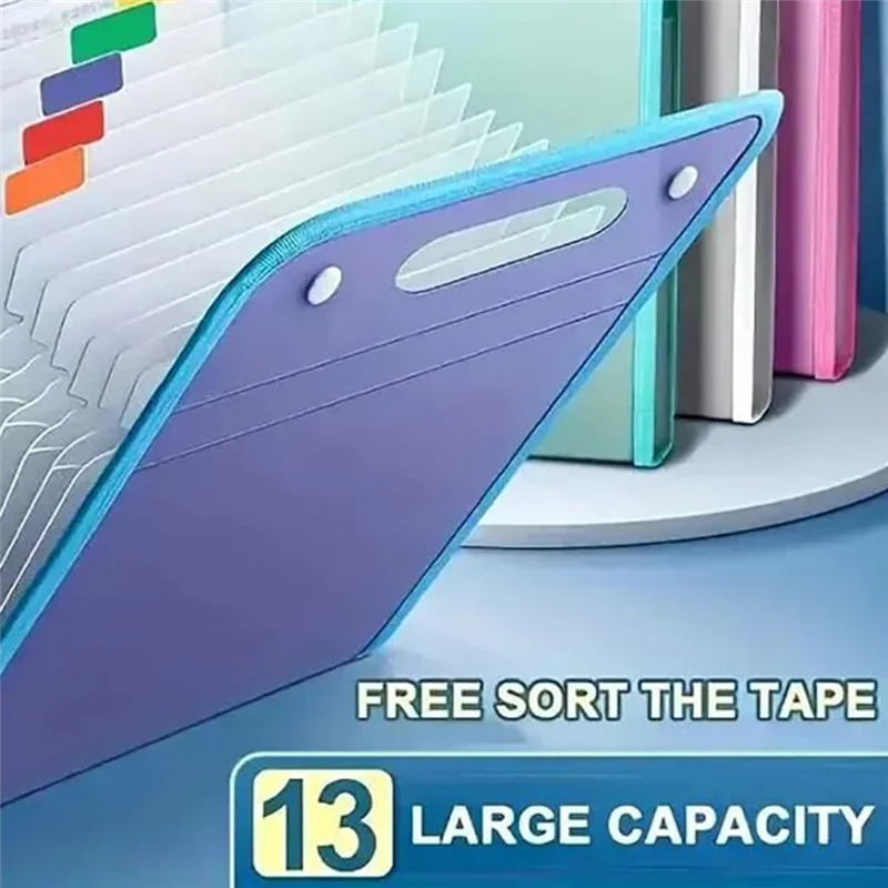 

GO-4PCS Extended Waterproof Folder, Vertical File Manager With Handle 13 Pocket A4 Multi-Page Portable Office Folders