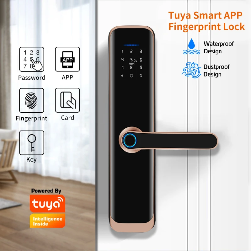 Waterproof Outdoor Tuya Smart WiFi Cerradura Inteligente Keyless Security Fingerprint Digital Lock For Apartments