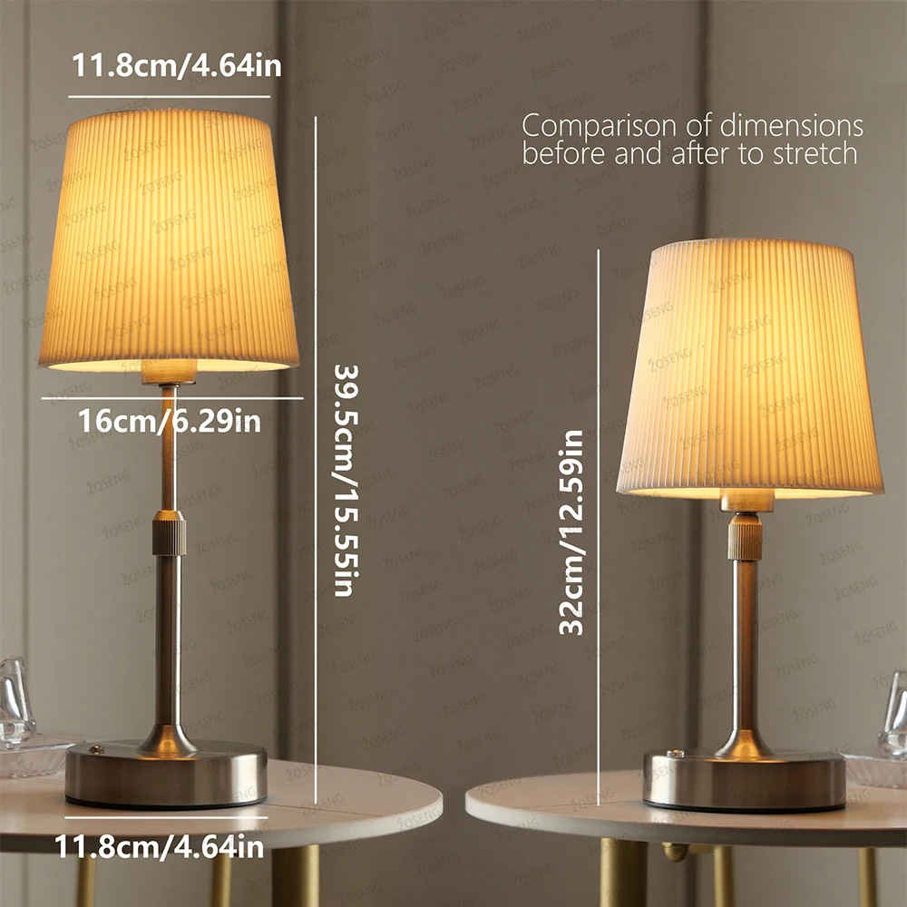 Metal table lamp with adjustable height PortableWirelessTouch Desktop Night Light  for Restaurant Hotel Bar Bedroom Readinglamp