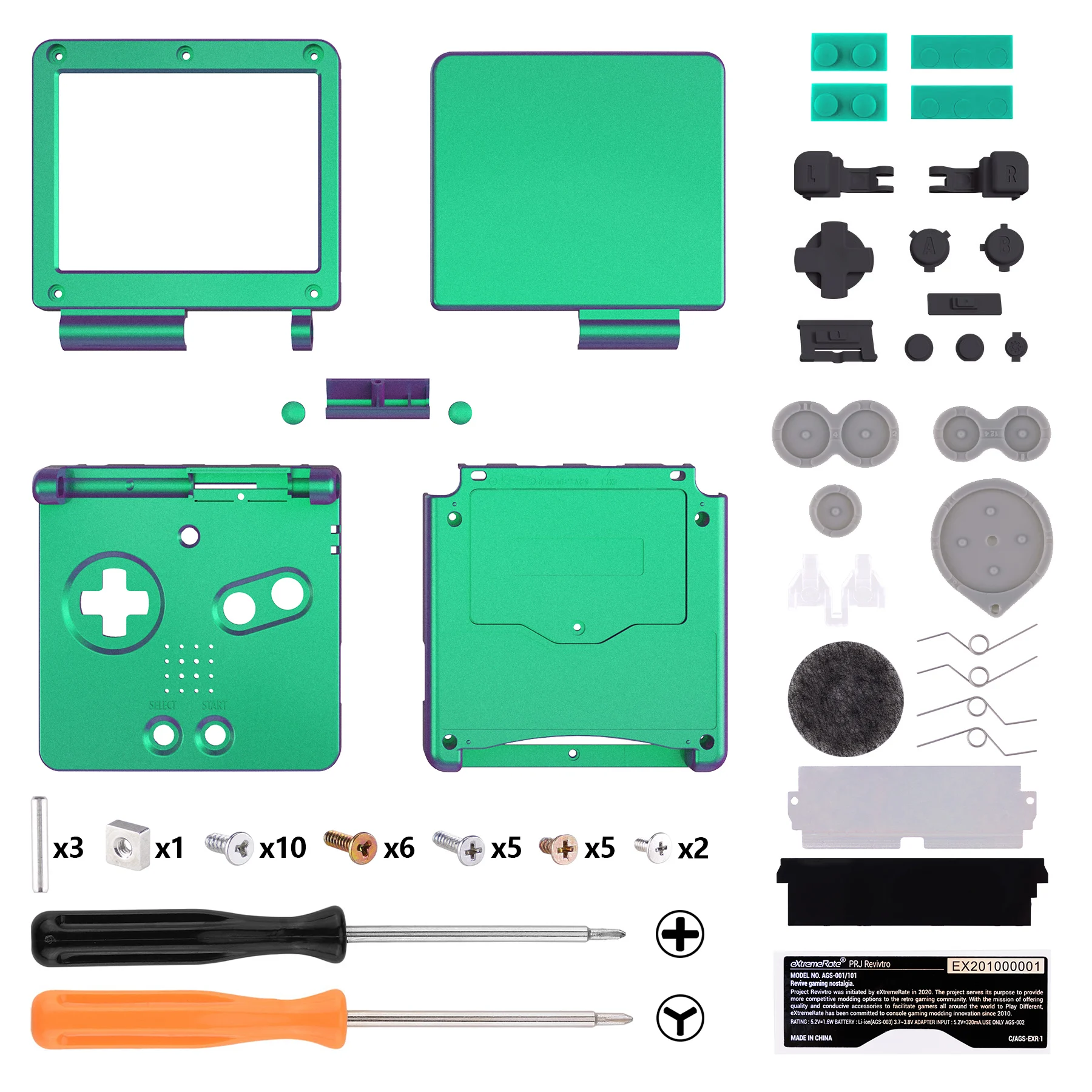 eXtremeRate IPS Ready verbessertes, maßgeschneidertes Ersatzgehäuse für Gameboy Advance SP GBA SP für IPS & Standard-LCD