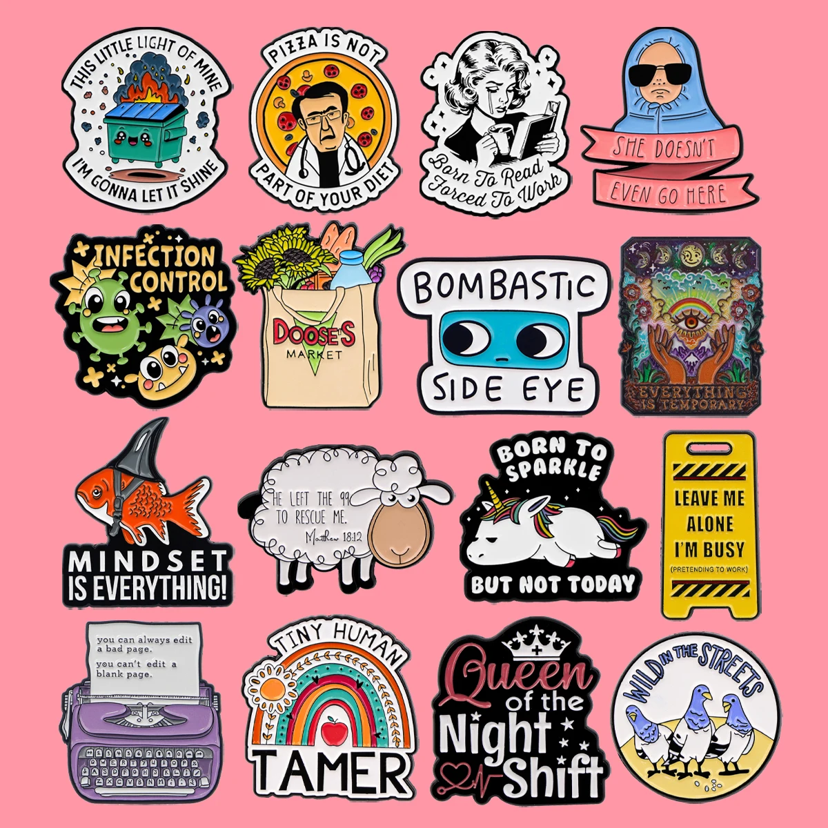 Bonito dumpster citação esmalte pino dos desenhos animados animais pino broche feminino crachá na mochila acessórios de fantasia moda jóias presente