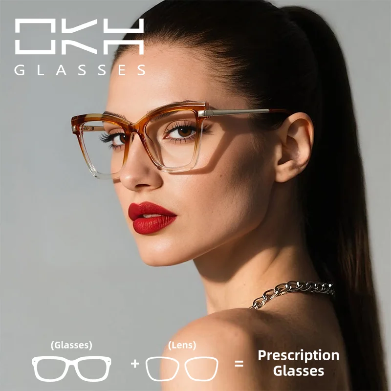 

OKH Fashion TR90 Frame Anti-blue Light Blocking Glasses Women's Prescription Eyewear Myopia Hyperopia Reading Glasses