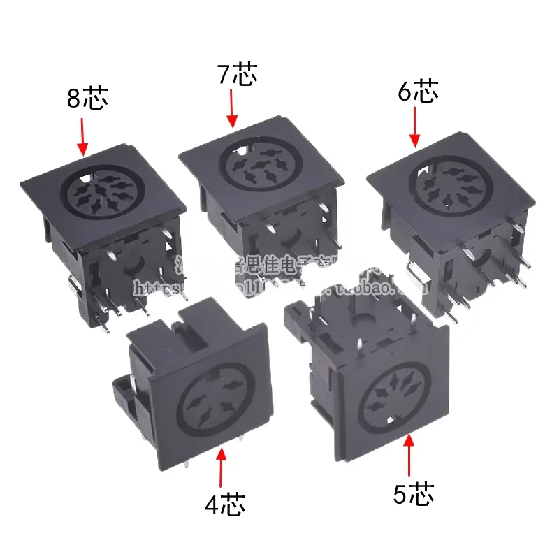 5pcs Mini DIN Female Socket Connector 3-13Pin (4/5/6/8 Poles) Mini Circular Jack for Keyboard Mouse & Audio Equipment