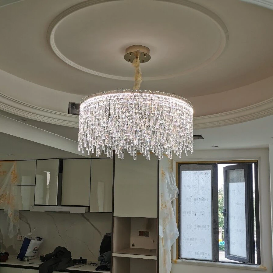 Italian Milan Luxury Crystal Chandelier Long/Round Hanging Lamp for Dining Room Hotel Art High-end Villa Bar Light Fixture Decor