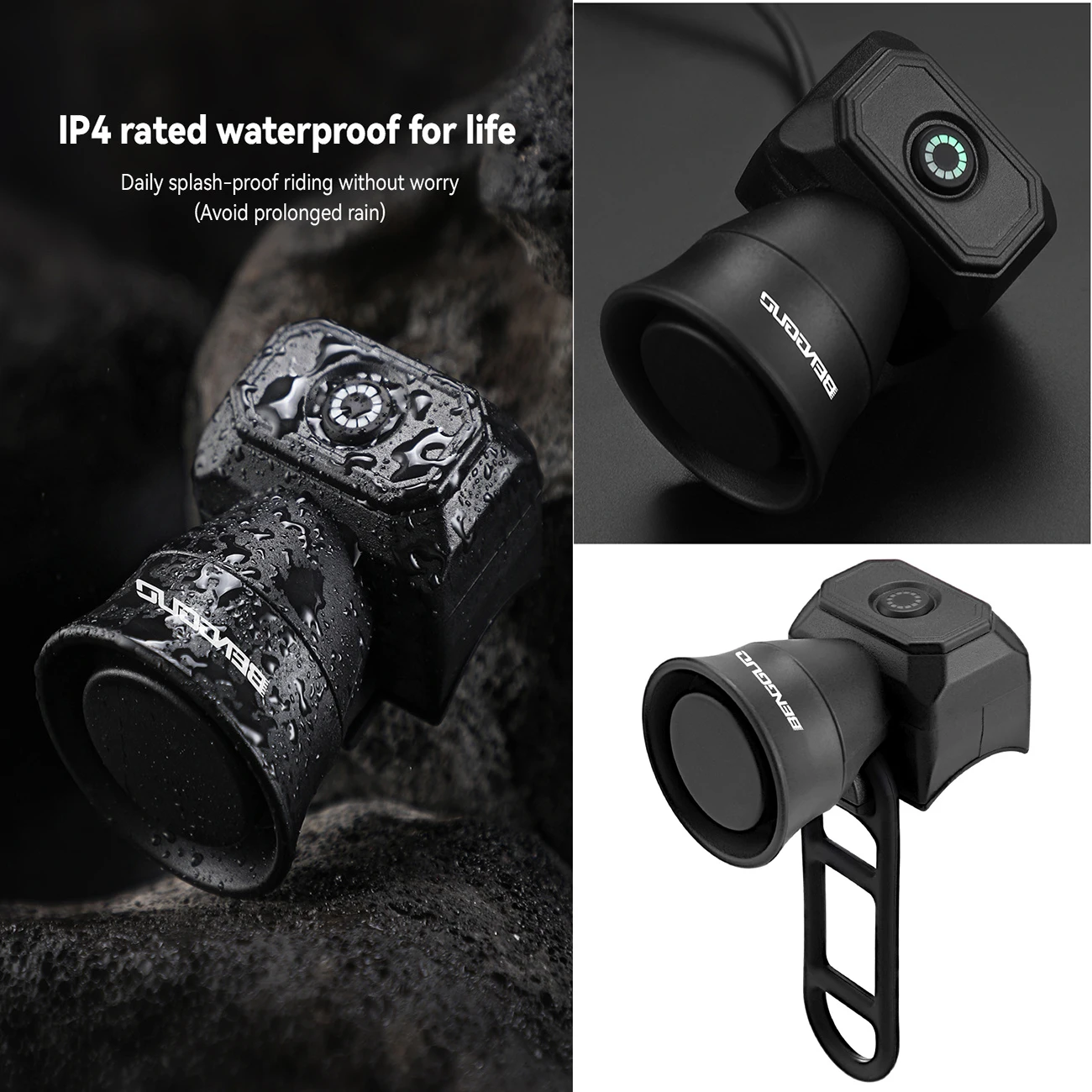 دراجة القرن الدراجة الكهربائية جرس القرن 5 طرق USB شحن مقاوم للماء الدراجات إنذار جرس الأطفال سكوتر الدراجة الجبلية الملحقات #6