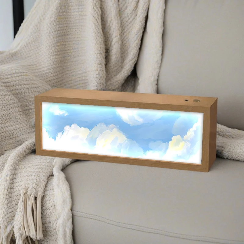 Blue sky and white clouds light painting healing department beautiful scenery desktop decoration ornament night light creativity