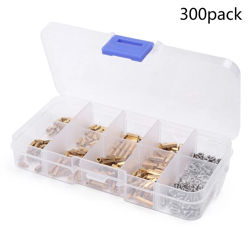 300X Brass M2 Hex Column Standoff Support Spacer Screw Nut Assortment Kit