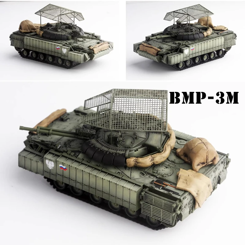 char-de-combat-principal-russe-bmp3m-vehicule-de-combat-d'infanterie-blinde-avec-emballage-de-toit-modele-de-collection-de-modeles-de-char-echelle-1-72