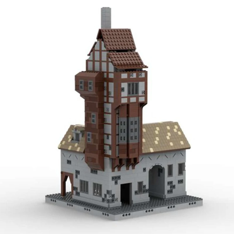 Casa de puente Medieval MOC, arquitectura Medieval (puente y casa), edificio educativo, bloques diy, juguetes de cumpleaños, regalo, 3146 Uds.