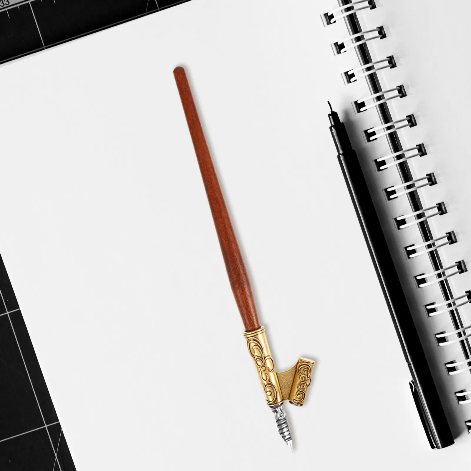 1Set Wooden Calligraphy Dip Pen Bent Tip with Stainless Steel Nibs for Signature Drawing Practice Elegant Writing