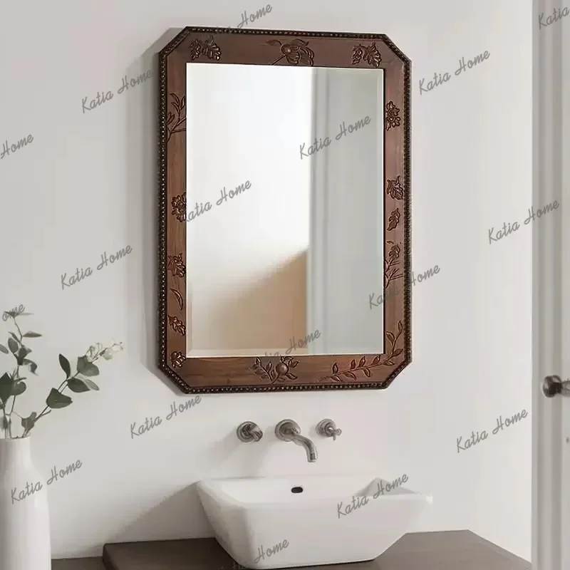 PG American Retro Style Bathroom Wall-Mounted High-Definition Mirror Hotel Accommodation Customized Artistic Decoration Mirrors