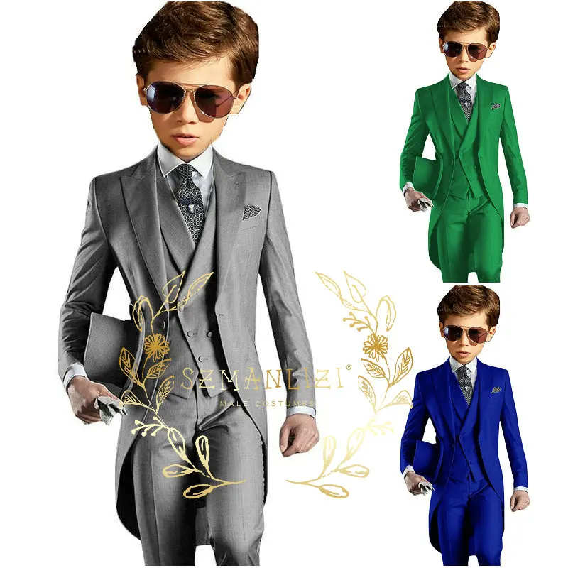 Formal Boys Suit 3 Piece Party Wedding Tuxedo Child Jacket Pants Vest Custom Made Kids Costume 3-16 Years Old Kids Clothes Boy