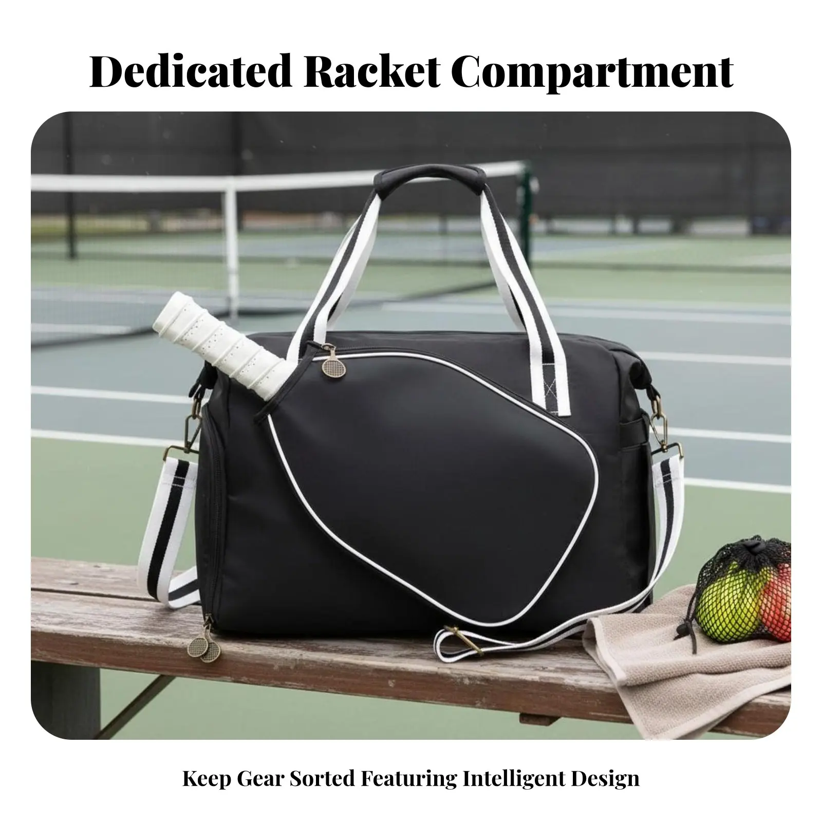 

Pickleball Paddle Bag Large Capacity Crossbody Pickleball Bag Sports Duffle with Paddle Holder Fashionable Design for Travel