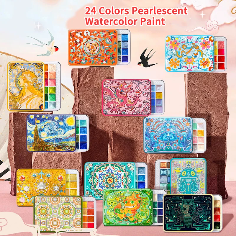 24Colors Metal Watercolor Pain - Watercolor Paint Set Solid Pigment ulasan dan harga