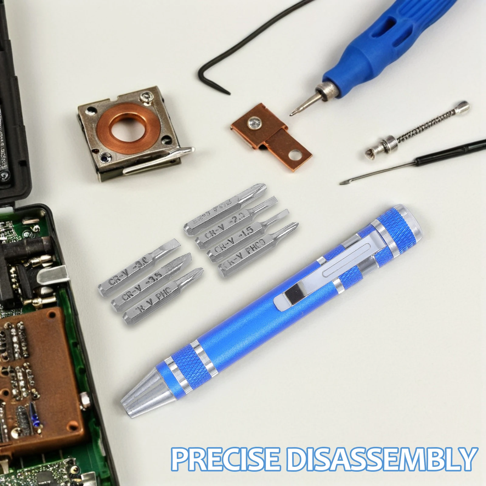 

8in1 Screwdriver Mini Tool Set Magnetic Pen Eyeglasses Repair Multi Bit Aluminum Alloy Portable Electronics Maintenance