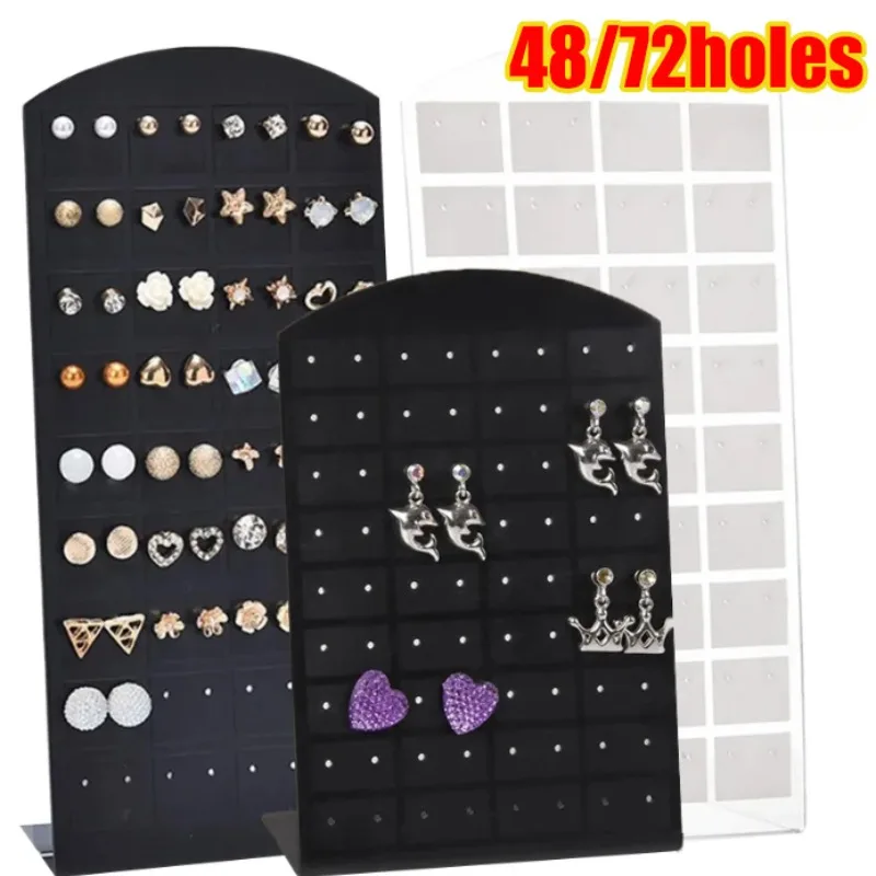 

48/72 Holes Jewelry Rack Creative Earring Studs Display Portable Necklace Stand Holder Fashion Organizer Storage Boxes Packaging