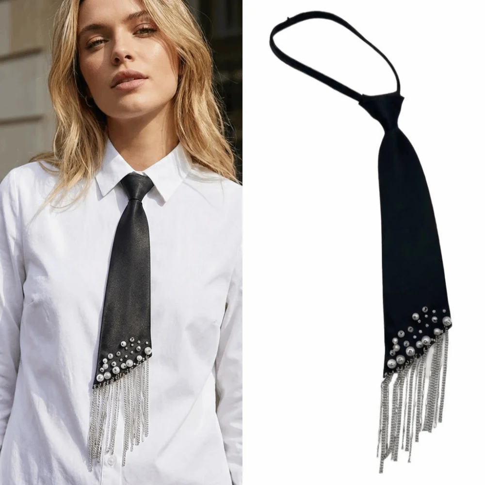 

Korean Style Lazy Person Neck Tie Adjustable Casual Pre Tied Neck Tie with Tassel Easy To Wear Bohemian Ladies' Cravat