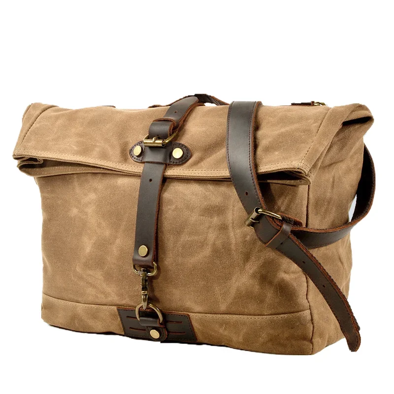 American retro riding diagonal canvas shoulder satchel large backpack locomotive side bag