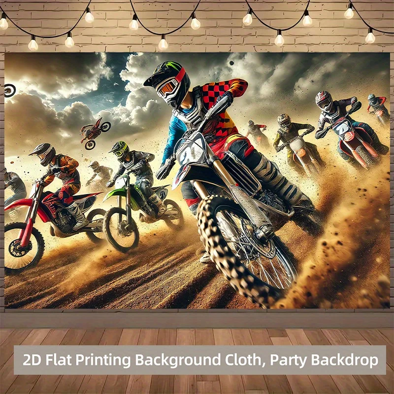 Motocross Racing Tapestry - Dirt Bike & Riders, Extreme Sports Wall Art, Boys Bedroom & Game Room Decor, Multiple Sizes