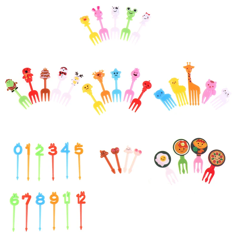 1 Set Cartoon Fruit Fork Animal Party Buffet Fruit Dessert Food Cocktail Sandwich Fork Stick Home Party Tableware Picks For Kids