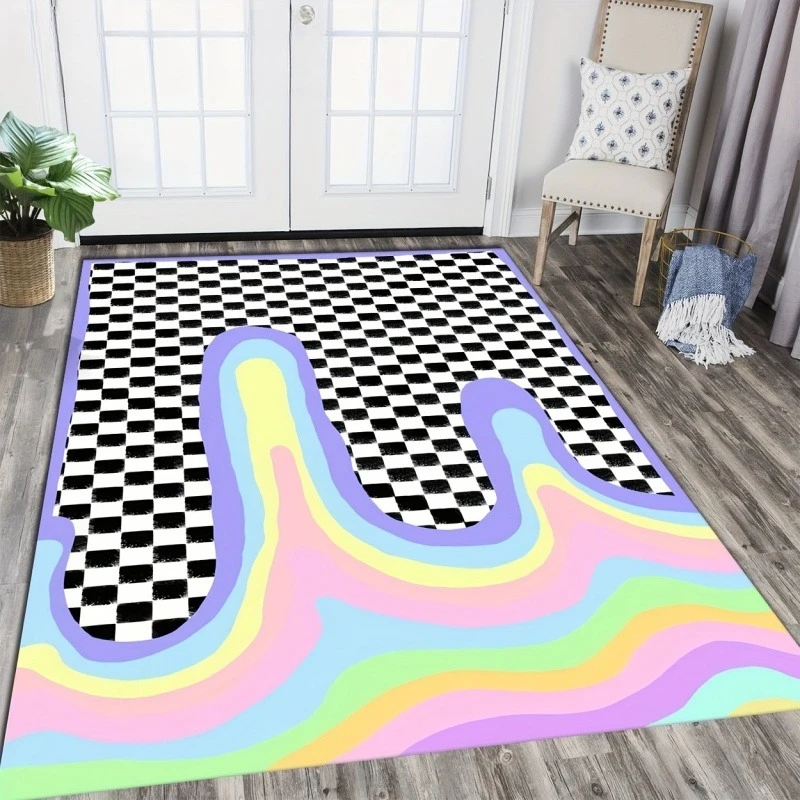 Abstract Fluid Colorful Marble Swirl Large Area Rug, Modern Ink Painting Non-slip Washable Floor Carpet for Living RoomDecor