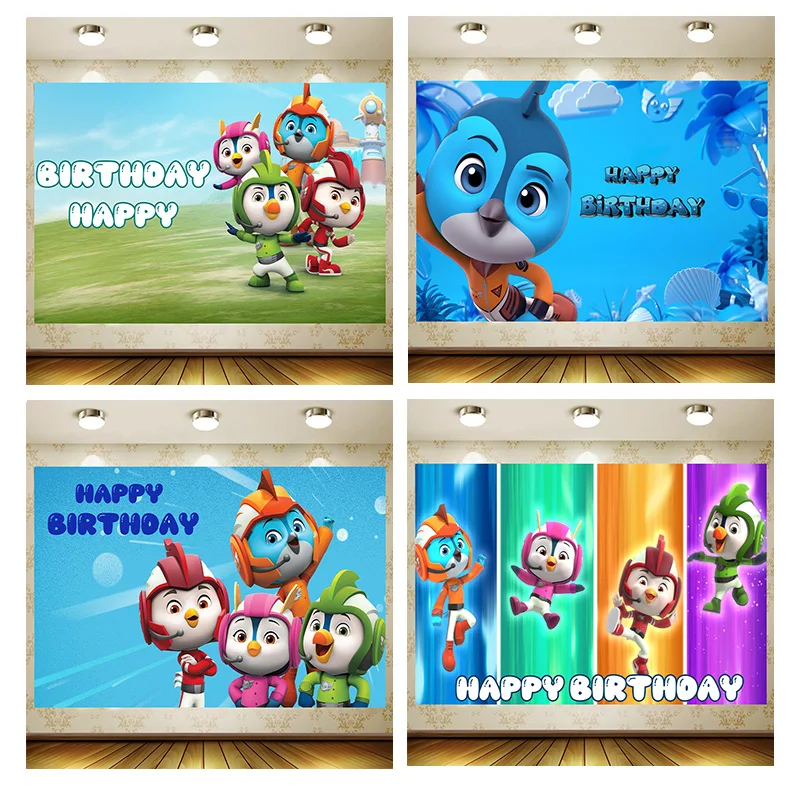 Flying Forces Birthday Party Supplies Banner Kid Cartoon Decoration Background Photography backdrop