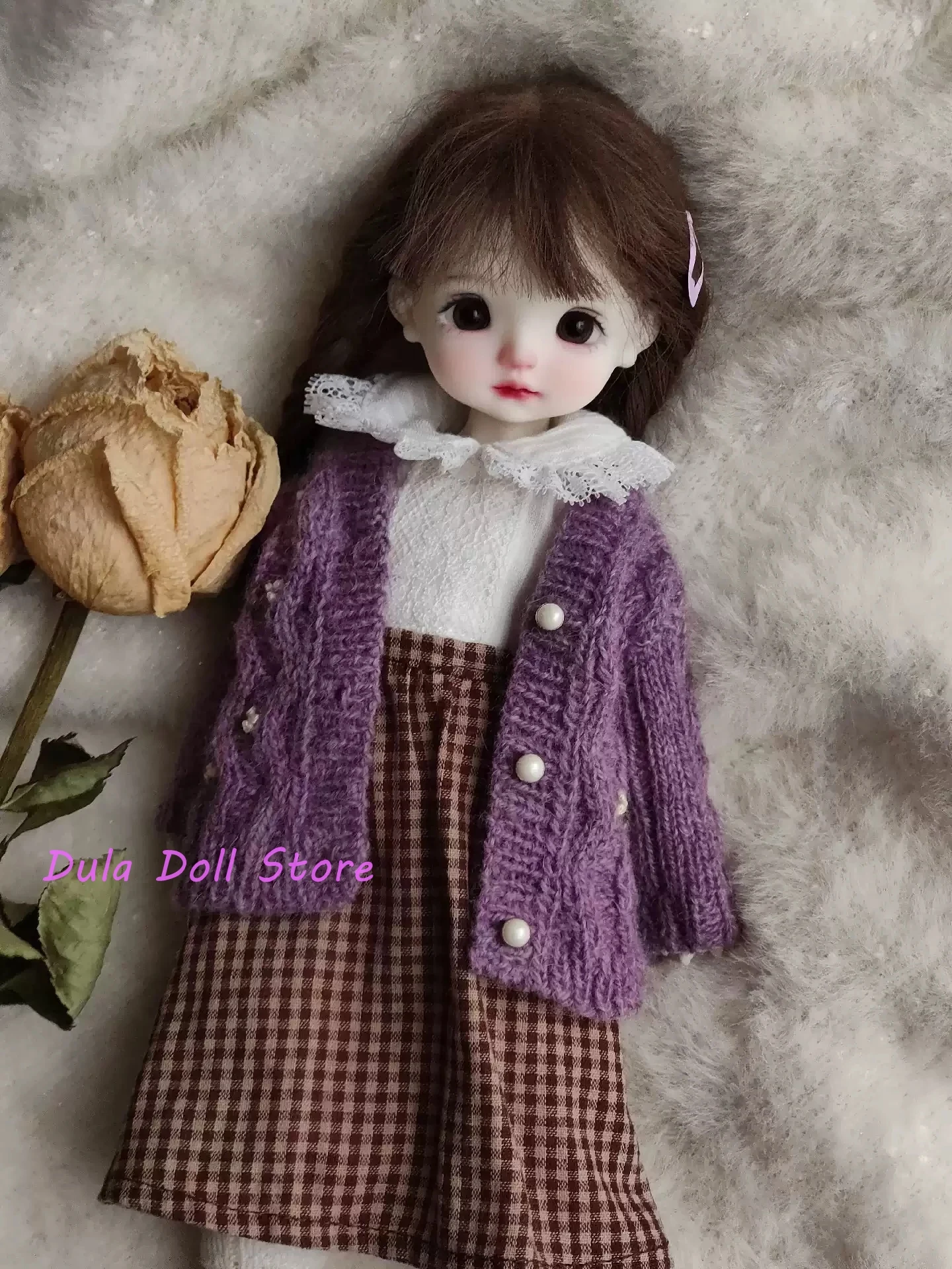 Dula Doll Clothes Dress Sweater plaid set Blythe Qbaby ob24 ob22 1/6 6 points body doll