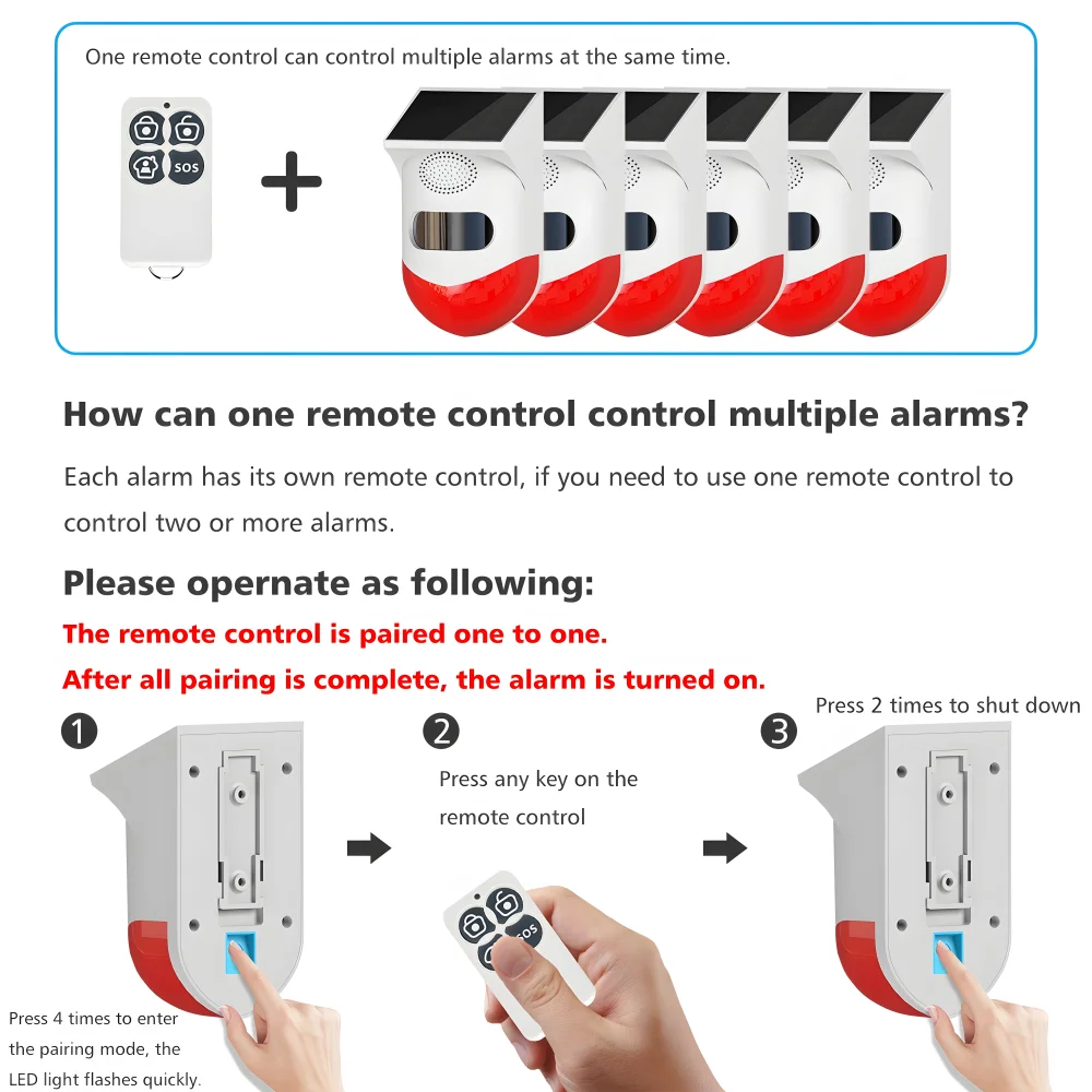 Solar Infrared Alarm Wireless Remote Outdoor PIR Motion Detector Human Sensor Home Security Smart Burglar System 433MHZ Siren