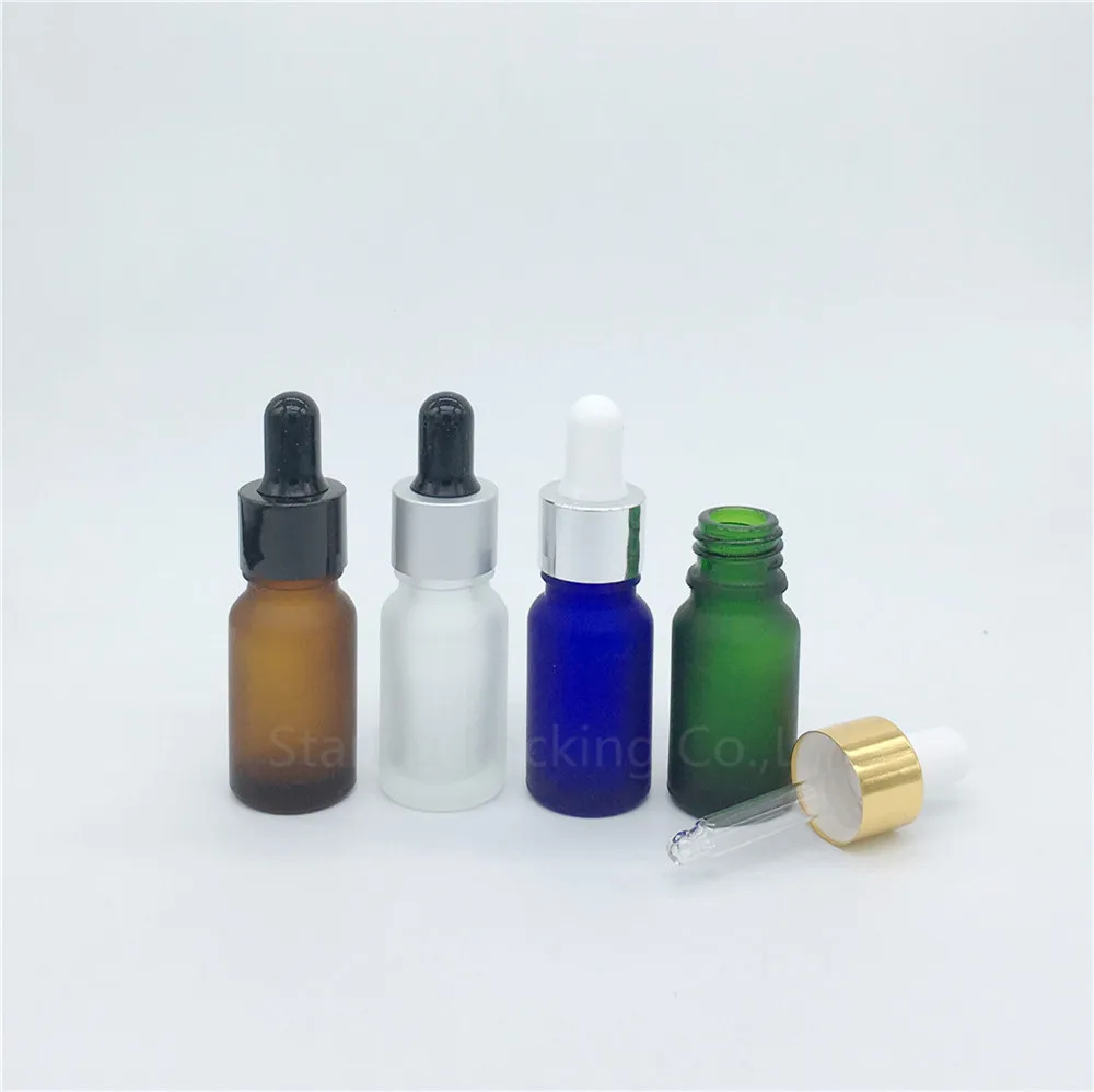 Travel Bottle 200pcs 10ml Amber Green Blue Transparent Frosted Glass Essential Oil bottle, 10cc Glass Perfume Dropper Bottle