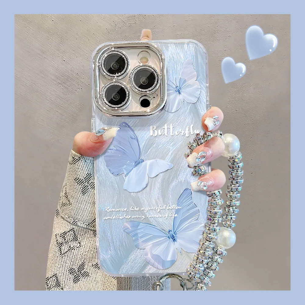 

Для Huawei Pura70ULTRA P60PRO P50 Роскошный чехол для телефона с бабочкой и крашением в стиле девочек, защитный чехол из перьевой пряжи с прецизионными отверстиями