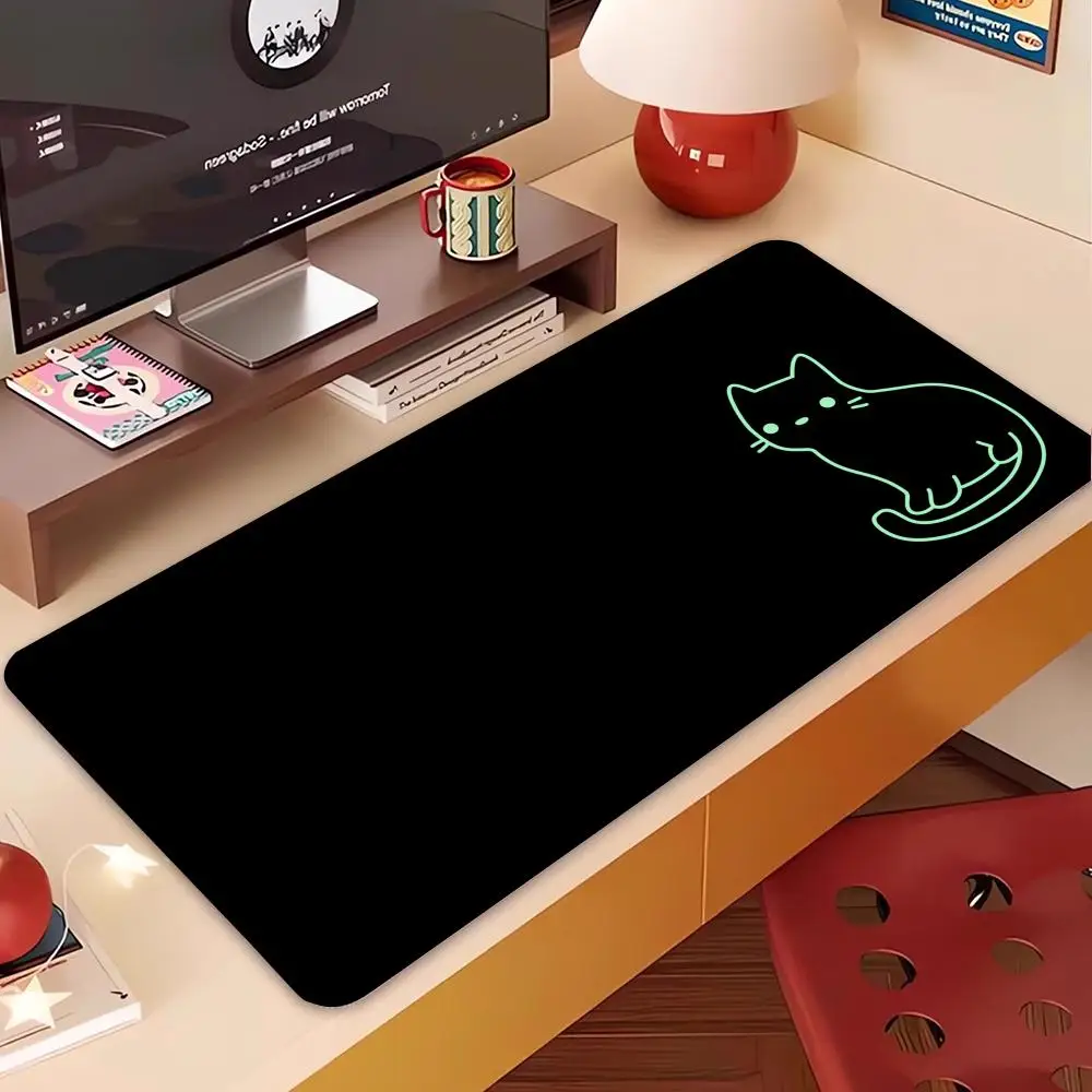 Tappetino per mouse simpatico cartone animato gatto nero Tappetino per tastiera grande Tappetino per mouse da gioco per laptop per ragazze