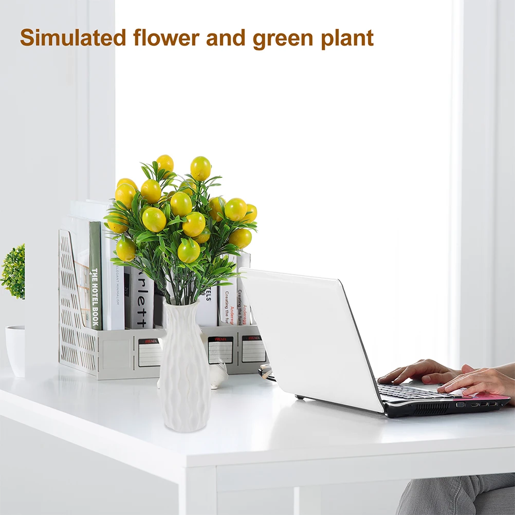 

4Pcs Simulated Lemon Tree Stem Lifelike Plastic Fruit Branch for Indoor Outdoor Decor Balcony Hotel Restaurant Centerpiece