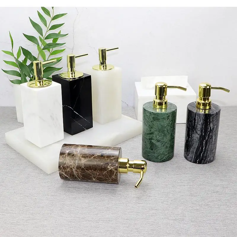 

Light Luxury Liquid Soap Dispenser Natural Marble Home Shampoo Shower Gel Bottle Wristband Dispenser Bathroom Accessories