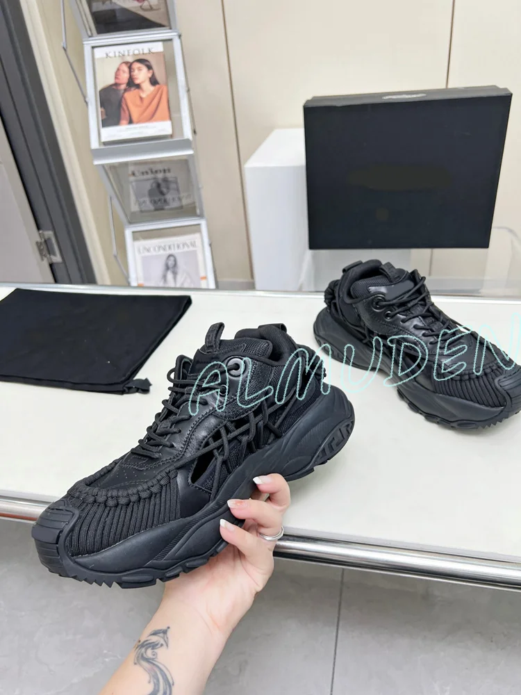 Lacce-up Casual Fashion Height-increasing Sneakers Shoes Round Toe Platform Solid Man Autumn Catwalk 2025 New Arrivals Out