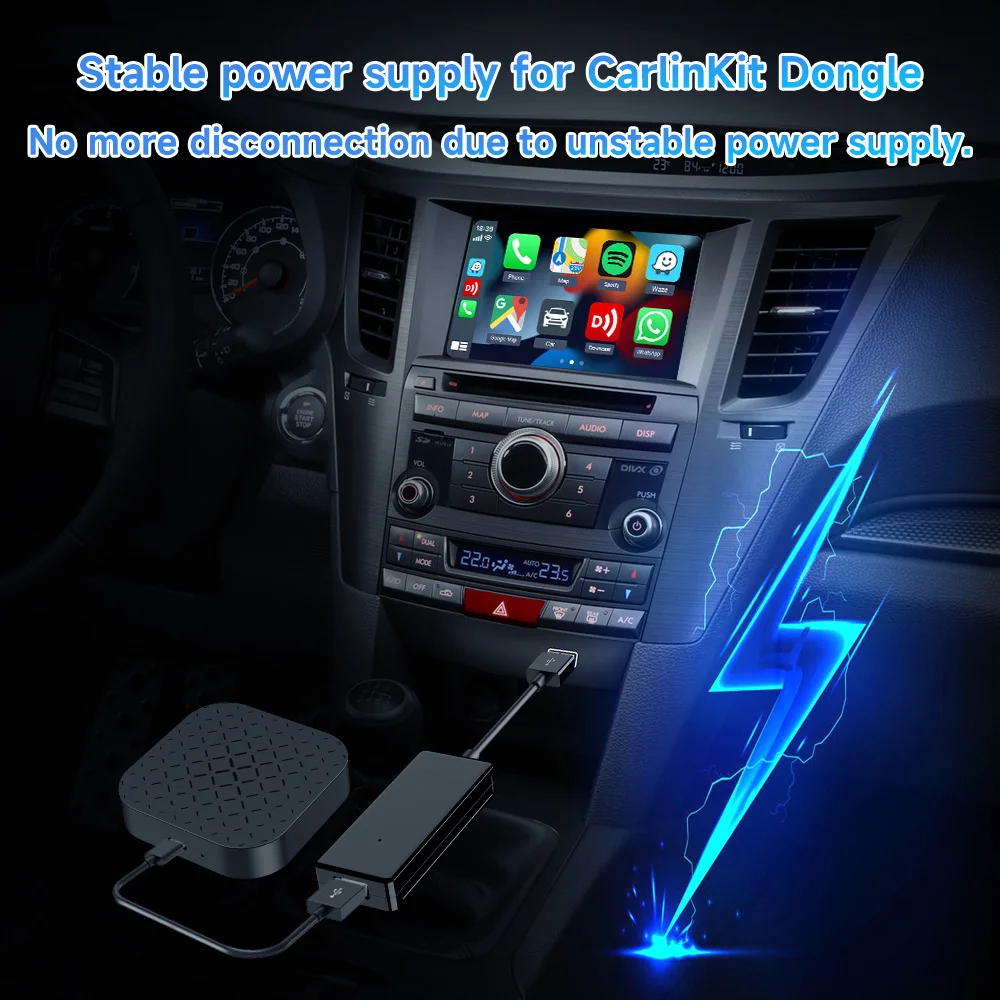 CarlinKit Car Power Supply Box Power Supply Cable Work For Android 13 CarPlay Ai Box Solve the Car Insufficient Power Supply